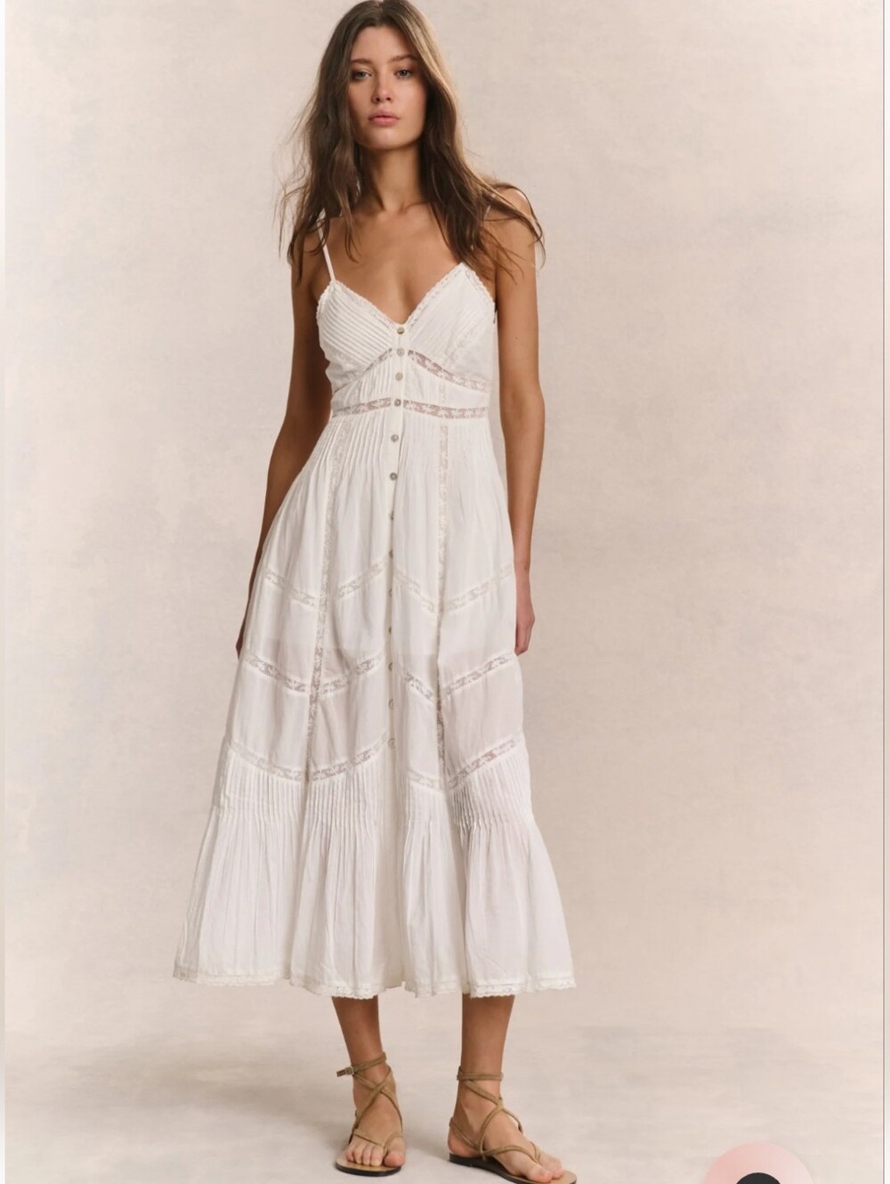 LoveShackFancy White Tiered Button-Front Maxi Dress